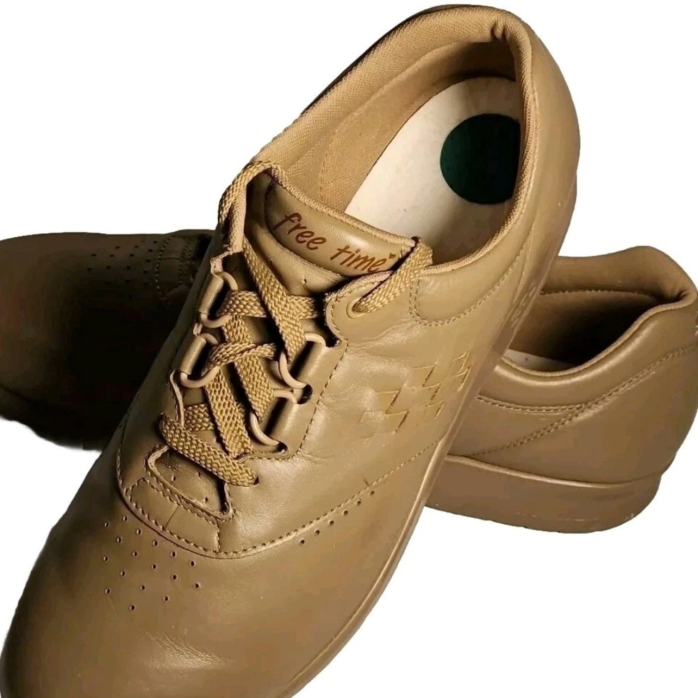SAS Shoe Women Leather 11M Tan Athletic Cottage Walk Norm USA Made Chunk Y2k[3A]